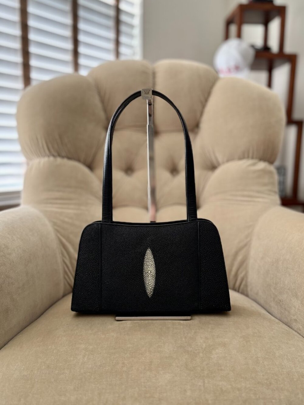 NEW Auth. NINA RAYE Genuine Stingray Skin & Leather Satchel Bag... STUNNING!